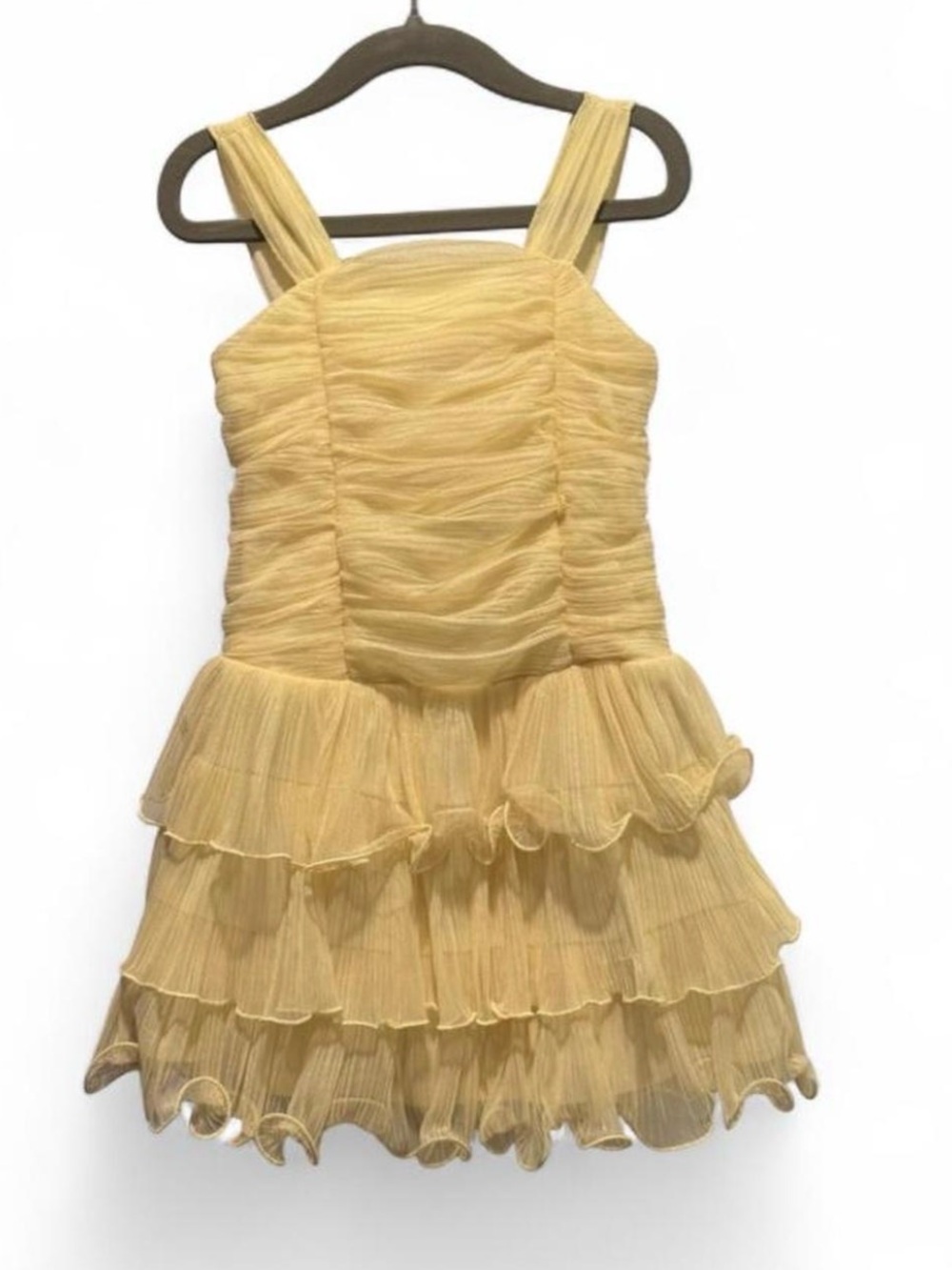 Girls Yellow Ruffled Tulle Party Dress